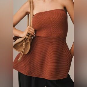 NWT Maeve Strapless Peplum Knit Top size medium
